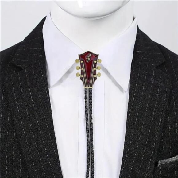 Bolo Tie Western Cowboy for Men Burgundy - Picture 3 of 5